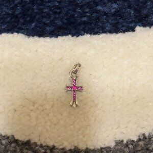 Chrome Hearts Tiny Cross With Pink Stones pendant